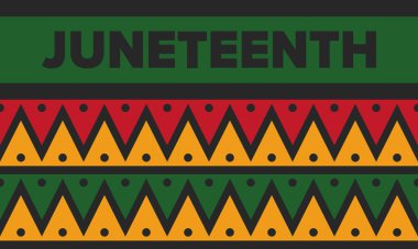 Haziran Bağımsızlık Günü 'nde. Özgürlük ya da Özgürlük Günü. Yıllık Amerikan bayramı, 19 Haziran 'da kutlandı. Afro-Amerikan tarihi ve mirası. Poster, tebrik kartı, afiş ve geçmiş. Vektör