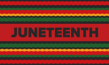 Haziran Bağımsızlık Günü 'nde. Özgürlük ya da Özgürlük Günü. Yıllık Amerikan bayramı, 19 Haziran 'da kutlandı. Afro-Amerikan tarihi ve mirası. Poster, tebrik kartı, afiş ve geçmiş. Vektör