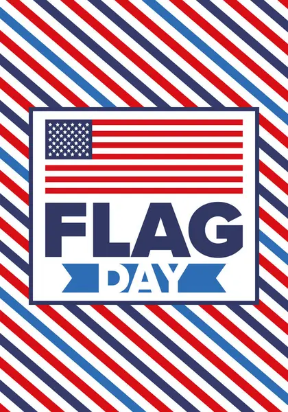ABD 'de Ulusal Bayrak Günü. ABD 'de yıllık 14 Haziran tatili kutlandı. Amerikan bayrağıyla vatansever tarzı tasarım. Poster, tebrik kartı, afiş ve geçmiş. Vektör illüstrasyonu