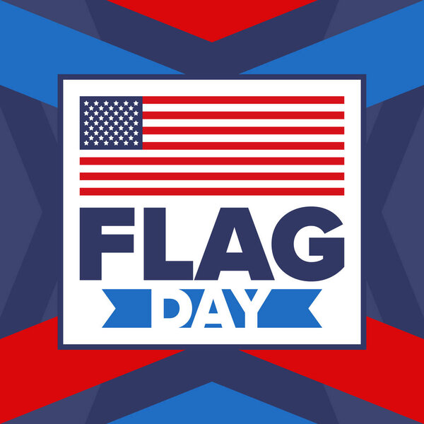 День Государственного флага США. Праздник отмечается ежегодно 14 июня в США. Патриотический дизайн с американским флагом. Плакат, открытка, баннер и фон. Векторная иллюстрация