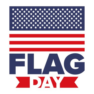 ABD 'de Ulusal Bayrak Günü. ABD 'de yıllık 14 Haziran tatili kutlandı. Amerikan bayrağıyla vatansever tarzı tasarım. Poster, tebrik kartı, afiş ve geçmiş. Vektör illüstrasyonu