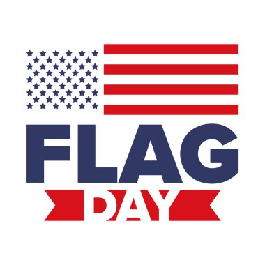 ABD 'de Ulusal Bayrak Günü. ABD 'de yıllık 14 Haziran tatili kutlandı. Amerikan bayrağıyla vatansever tarzı tasarım. Poster, tebrik kartı, afiş ve geçmiş. Vektör illüstrasyonu