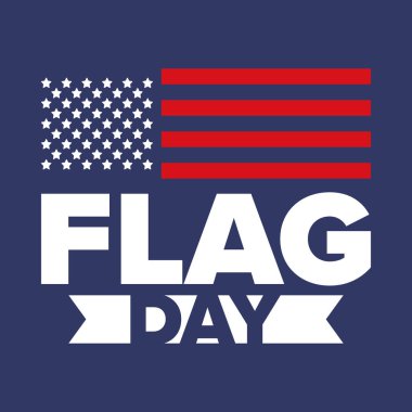 ABD 'de Ulusal Bayrak Günü. ABD 'de yıllık 14 Haziran tatili kutlandı. Amerikan bayrağıyla vatansever tarzı tasarım. Poster, tebrik kartı, afiş ve geçmiş. Vektör illüstrasyonu