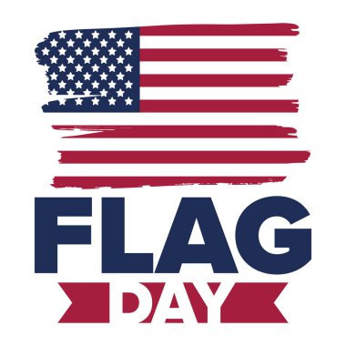 ABD 'de Ulusal Bayrak Günü. ABD 'de yıllık 14 Haziran tatili kutlandı. Amerikan bayrağıyla vatansever tarzı tasarım. Poster, tebrik kartı, afiş ve geçmiş. Vektör illüstrasyonu