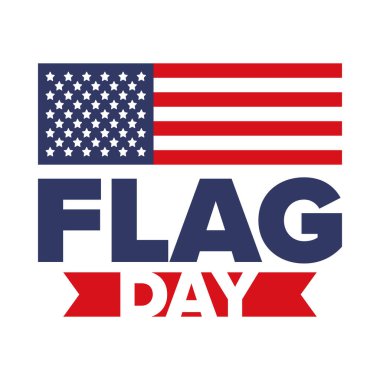 ABD 'de Ulusal Bayrak Günü. ABD 'de yıllık 14 Haziran tatili kutlandı. Amerikan bayrağıyla vatansever tarzı tasarım. Poster, tebrik kartı, afiş ve geçmiş. Vektör illüstrasyonu