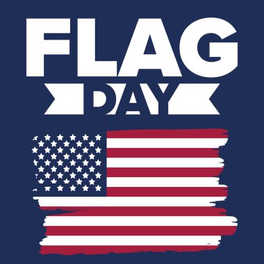 ABD 'de Ulusal Bayrak Günü. ABD 'de yıllık 14 Haziran tatili kutlandı. Amerikan bayrağıyla vatansever tarzı tasarım. Poster, tebrik kartı, afiş ve geçmiş. Vektör illüstrasyonu