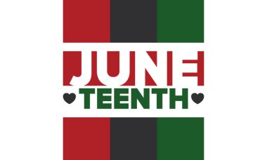 Haziran Bağımsızlık Günü 'nde. Özgürlük ya da Özgürlük Günü. Yıllık Amerikan bayramı, 19 Haziran 'da kutlandı. Afro-Amerikan tarihi ve mirası. Poster, tebrik kartı, afiş ve geçmiş. Vektör