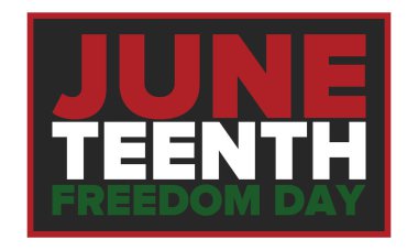 Haziran Bağımsızlık Günü 'nde. Özgürlük ya da Özgürlük Günü. Yıllık Amerikan bayramı, 19 Haziran 'da kutlandı. Afro-Amerikan tarihi ve mirası. Poster, tebrik kartı, afiş ve geçmiş. Vektör