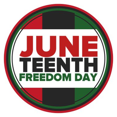 Haziran Bağımsızlık Günü 'nde. Özgürlük ya da Özgürlük Günü. Yıllık Amerikan bayramı, 19 Haziran 'da kutlandı. Afro-Amerikan tarihi ve mirası. Poster, tebrik kartı, afiş ve geçmiş. Vektör