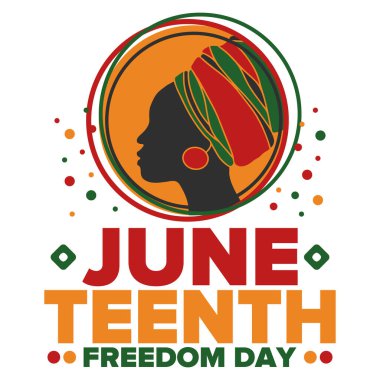 Haziran Bağımsızlık Günü 'nde. Özgürlük ya da Özgürlük Günü. Yıllık Amerikan bayramı, 19 Haziran 'da kutlandı. Afro-Amerikan tarihi ve mirası. Poster, tebrik kartı, afiş ve geçmiş. Vektör