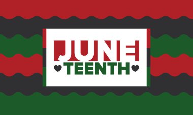 Haziran Bağımsızlık Günü 'nde. Özgürlük ya da Özgürlük Günü. Yıllık Amerikan bayramı, 19 Haziran 'da kutlandı. Afro-Amerikan tarihi ve mirası. Poster, tebrik kartı, afiş ve geçmiş. Vektör