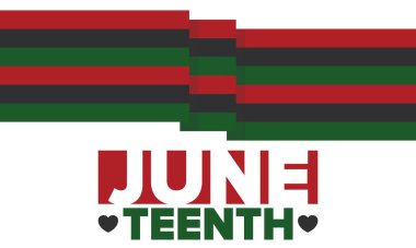 Haziran Bağımsızlık Günü 'nde. Özgürlük ya da Özgürlük Günü. Yıllık Amerikan bayramı, 19 Haziran 'da kutlandı. Afro-Amerikan tarihi ve mirası. Poster, tebrik kartı, afiş ve geçmiş. Vektör