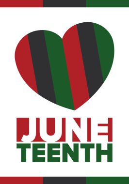 Haziran Bağımsızlık Günü 'nde. Özgürlük ya da Özgürlük Günü. Yıllık Amerikan bayramı, 19 Haziran 'da kutlandı. Afro-Amerikan tarihi ve mirası. Poster, tebrik kartı, afiş ve geçmiş. Vektör