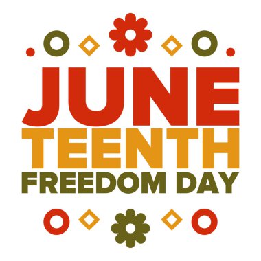 Haziran Bağımsızlık Günü 'nde. Özgürlük ya da Özgürlük Günü. Yıllık Amerikan bayramı, 19 Haziran 'da kutlandı. Afro-Amerikan tarihi ve mirası. Poster, tebrik kartı, afiş ve geçmiş. Vektör