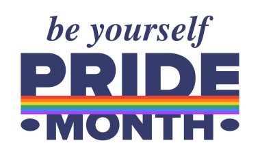 Haziranda Gurur Ayı. LGBTQ+. Lezbiyen Gey Biseksüel Transseksüel. Yıllık kutlama. LGBT bayrağı. Gökkuşağı aşk konsepti. İnsan hakları ve hoşgörü. Poster, kart, afiş ve geçmiş. Vektör illüstrasyonu