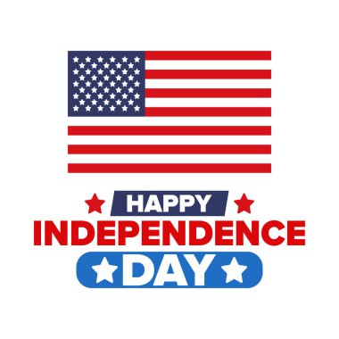 Amerika Birleşik Devletleri 'nde Bağımsızlık Günü. 4 Temmuz 'da. Ulusal bayramın kutlu olsun, 4 Temmuz 'da kutlandı. Amerikan bayrağı. Ülke özgürlüğü günü. Vatansever olay tasarımı. Vektör posteri