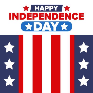 Amerika Birleşik Devletleri 'nde Bağımsızlık Günü. 4 Temmuz 'da. Ulusal bayramın kutlu olsun, 4 Temmuz 'da kutlandı. Amerikan bayrağı. Ülke özgürlüğü günü. Vatansever olay tasarımı. Vektör posteri