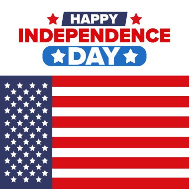 Amerika Birleşik Devletleri 'nde Bağımsızlık Günü. 4 Temmuz 'da. Ulusal bayramın kutlu olsun, 4 Temmuz 'da kutlandı. Amerikan bayrağı. Ülke özgürlüğü günü. Vatansever olay tasarımı. Vektör posteri