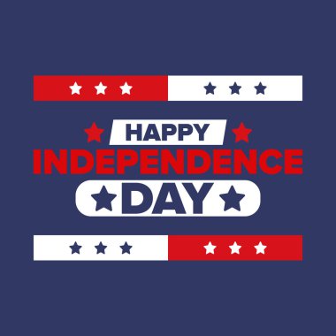 Amerika Birleşik Devletleri 'nde Bağımsızlık Günü. 4 Temmuz 'da. Ulusal bayramın kutlu olsun, 4 Temmuz 'da kutlandı. Amerikan bayrağı. Ülke özgürlüğü günü. Vatansever olay tasarımı. Vektör posteri