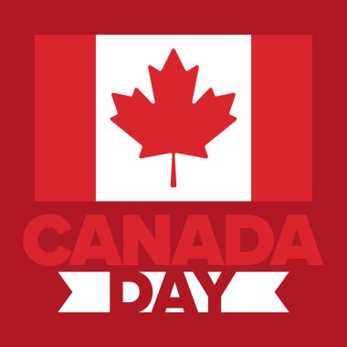 Kanada Günü. Ulusal bayramın kutlu olsun, her yıl 1 Temmuz 'da kutlanıyor. Kanada bayrağı. Akçaağaç yaprağı. Vatanseverlik sembolü ve unsurları. Poster, kart, afiş ve geçmiş. Vektör illüstrasyonu