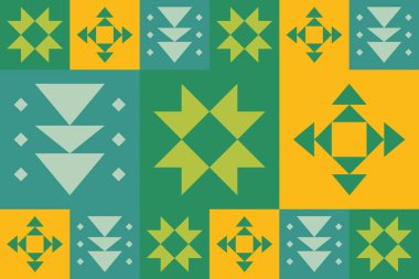 Güzel geometrik arka plan. Farklı şekillerde şekiller. Kabile formu. Çiçekler. Geometrik tasarım. Yaratıcı dokular. Renkli sanat. Modern grafik posteri. Retro renk. Vektör illüstrasyonu
