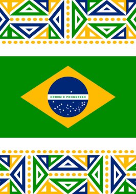 Brezilya bayrağı. Brezilya Bağımsızlık Günü. Mutlu bayramlar. Özgürlük günü. Yıllığı 7 Eylül 'de kutlayın. Vatansever Brezilya tasarımı. Poster, kart, afiş, şablon, geçmiş. Vektör illüstrasyonu