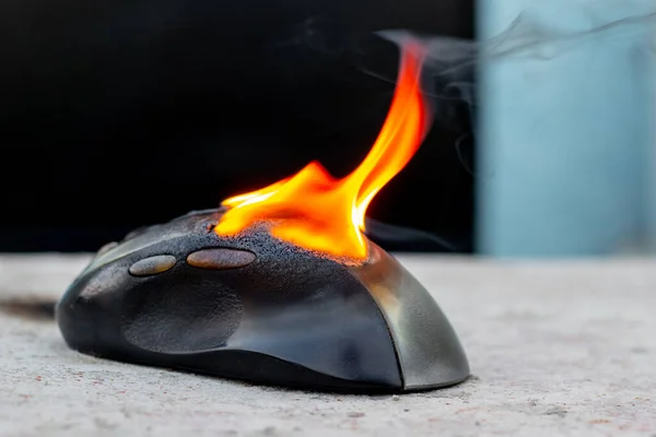 Компьютерная Мышь Огне Неосторожное Обращение Оборудованием Пожар — стоковое фото