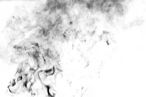 Thick Black Smoke White Isolated Background — Photo
