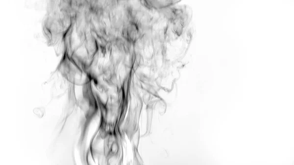 Thick Black Smoke White Isolated Background — Stockfoto