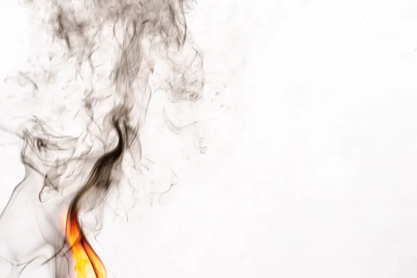 Feuer Und Rauch Auf Hellem Hintergrund Kopierraum — Stockfoto