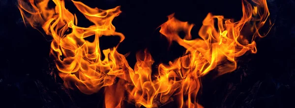 Ogień Płonie Abstrakcyjny Płomień Ogień Czarnym Tle Faktura Płomienia Baner — Zdjęcie stockowe