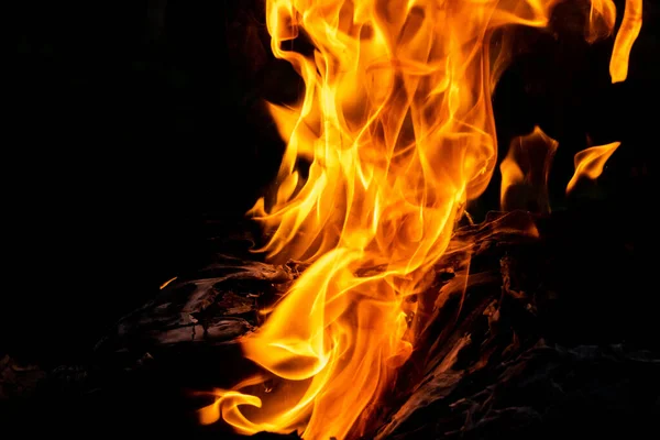 Огненное Пламя Абстрактное Пламя Огонь Черном Фоне Фактура Пламени Знамени — стоковое фото