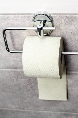 Tuvaletteki tutacağa tuvalet kağıdı.