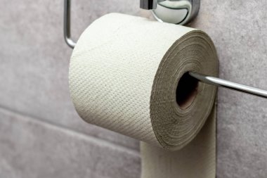 Tuvaletteki tutacağa tuvalet kağıdı.