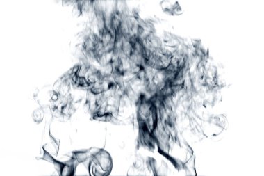 Thick black smoke on a white isolated background