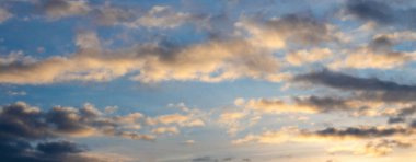 Dark clouds in the blue sky during sunset
