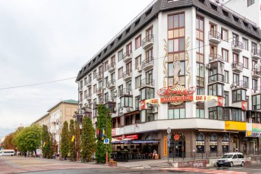 Ukraine, Khmelnytskyi, October 2022. Modern buildings in Khmelnytskyi on Proskurivska Street
