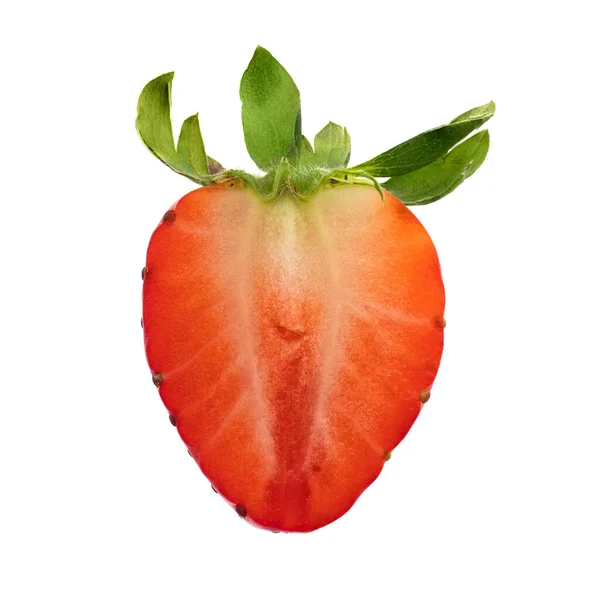 Strawberry Cut Half White Isolated Background — Stock Fotó