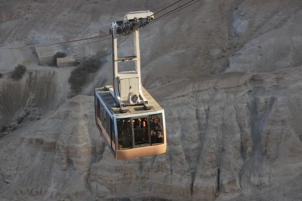 Masada Isr Nov 2022 Group Tourists Ride Masada Cableway Aerial — Stock Photo, Image