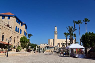 TEL AVIV JAFFA - NOV 23 2022: Jaffa liman şehri İsrail 'in şehir manzarası Yunus, Süleyman ve Aziz Peter' in mitolojik hikayeleriyle tanınıyor..