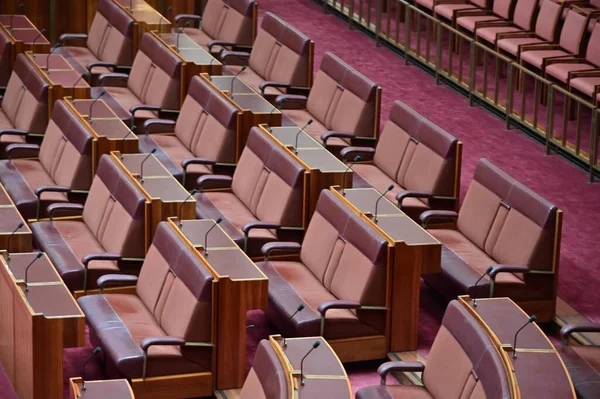 Canberra Act Mar 2023 Asientos Vacíos Senado Australiano Dentro Cámara —  Fotos de Stock