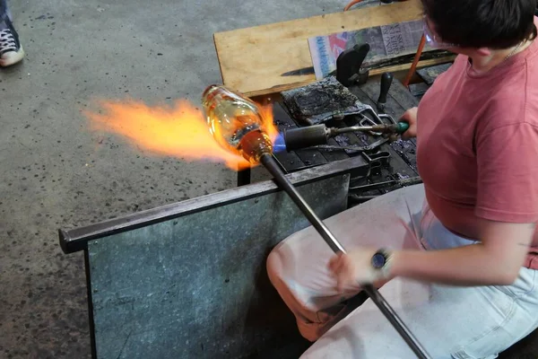 Canberra Act Mar 2023 Glass Artists Working Canberra Glassworks Workshop — Stock Photo, Image