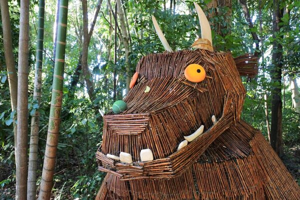 YANDINA, QLD - APR 13 2023:Gruffalo monster in the woods. Gruffalo book has sold over 13 million copies won several prizes for children's literature and even an Oscar nominated animated film.