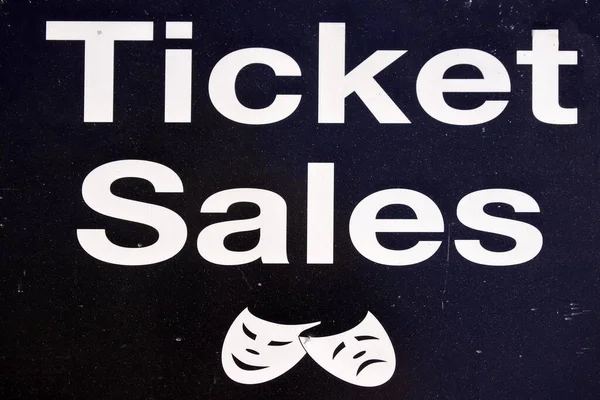 Theatre Ticket Sales Sign Happy Sad Face Expressions Masks Monochrome — Stock Photo, Image