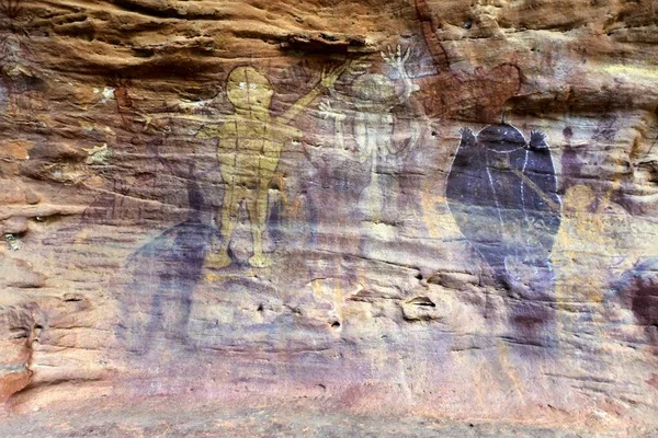 Cape York Qld Junio 2023 Pinturas Rupestres Indígenas Australianas Split — Foto de Stock