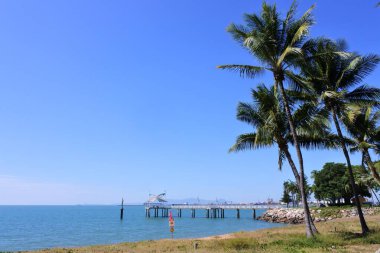 TOWNSVII, QLD - 10 Mayıs 2023: Okyanus Siren Işıklandırma Heykeli Avustralya, Townsville Queensland 'da. Takoda Johnson tarafından tasarlandı, resif ve okyanus çevresini koruma vizyonuyla