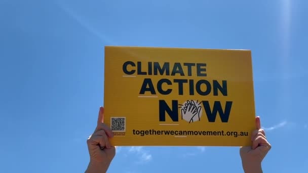 Brisbane Okt 2023 Klimaatactie Demonstreert Wetenschap Van Klimaatverandering Wordt Steeds — Stockvideo