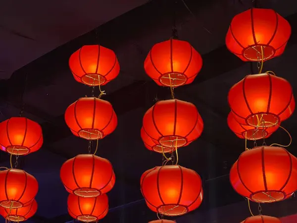 Large group of red Chinese Lantern decoration for the New Year.Red is China national color representing happiness, beauty, vitality, good luck, success and good fortune.