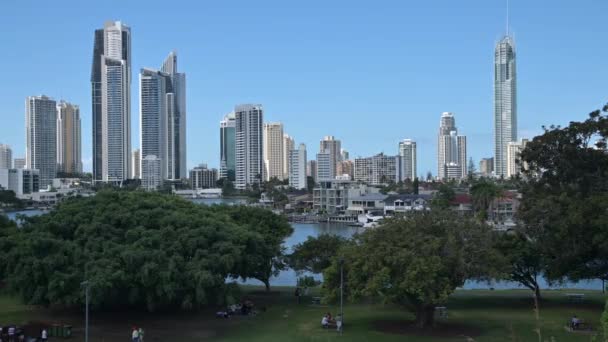Nerang Nehri Sörfçüler Cenneti Nin Hava Manzarası Gold Coast Eğlence — Stok video