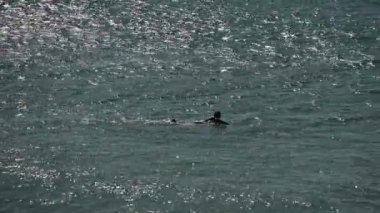 Altın Kıyı - 28 Haziran 2024: Pasifik Okyanusu sularında sörfçüler Paradise Gold Coast Queensland Avustralya.